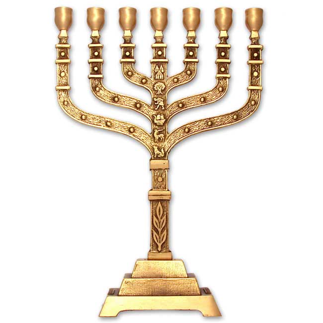 Twelve Tribes of Israel Brass Menorahs