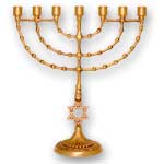 Star of David Brass Menorah
