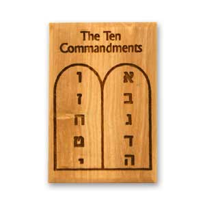 Decorative Magnets made of olive wood featuring the 10 Commandments.