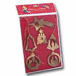 Olive Wood Christian Christmas Ornaments for Christmas Tree, Set of 6