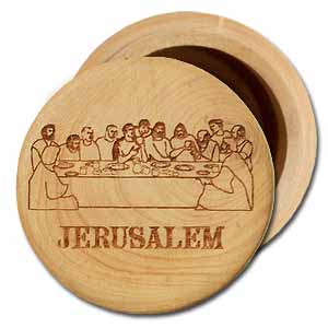 The Last Supper Round Olive Wood Box with Lid