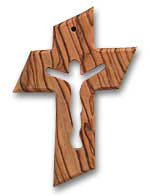 Olive Wood Cross with Crucifix Cut-Out
