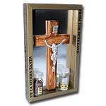 Olive Wood and Pewter Plated Crucifix with 2 Holy Land Elements