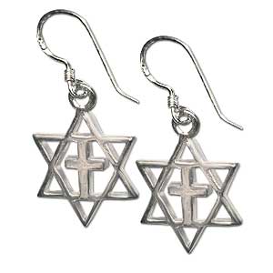Messianic Star of David Earrings. Sterling Silver. 