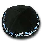 Black Velvet Kippah with Decoration