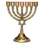 Star of David Brass Menorah 