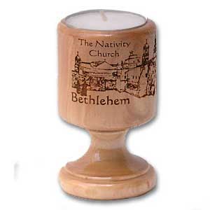 Bethlehem Olive Wood Candle Holder