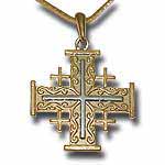 Jerusalem Cross Pendant. Rhodium.