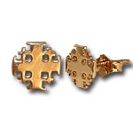 Jerusalem Cross Gold Stud Earrings 