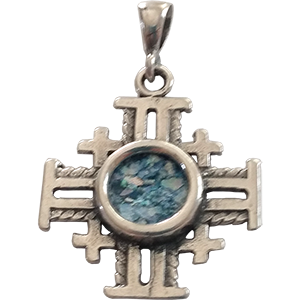 Roman Glass Pendant. Jerusalem Cross.