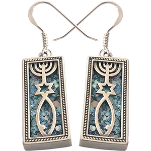 Messianic Roman Glass and Sterling Silver Earrings. Grafted In.