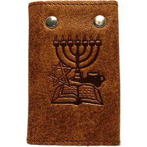 Brown Leather Key and Card Holder with JesusBoat Logo