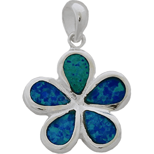 Blue Opal Daisy Pendant.