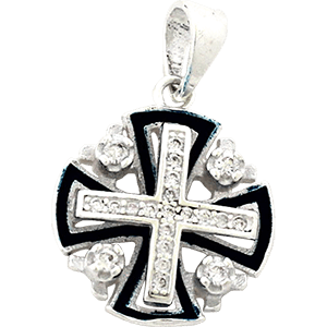Jerusalem Cross with Cubic Zircon.