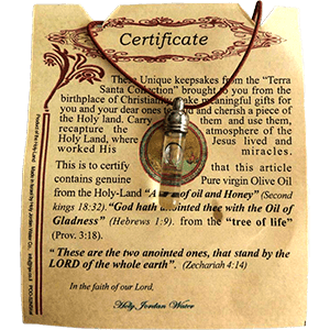 Galilee Olive Oil Necklace with Certificate of Authenticity