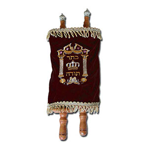 Torah Scroll with a Velvet Cover and Accessories, Deluxe Medium