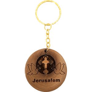 Cross with Two Doves Keychain