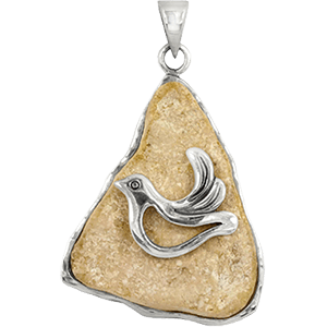 Jerusalem Stone and Silver Dove of Peace Necklace
