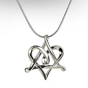 Rafael Jewelry Silver Star of David Heart Intertwined