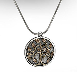 Rafael Jewelry Silver Disk with 9kt Gold Tree of Life