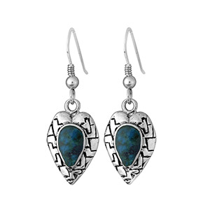 Rafael Jewelry Silver Rugged Heart Eilat Stone Earrings