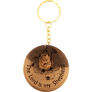 The Lord Is My Shepherd Olive Wood Keychain