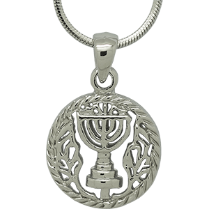  White Rhodium Emblem of Israel Pendant