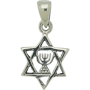 Sterling Silver Star of David with Menorah