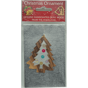 Olive Wood and Glitter Christmas Ornament