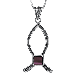 Nano Bible Necklace Silver Simple Ichthys
