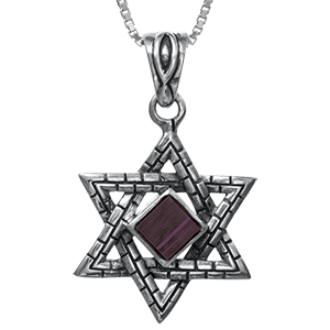 Nano Bible Necklace Silver Western Wall Star of David