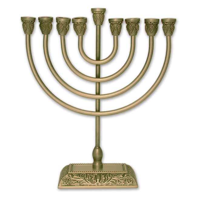Hanukkah Menorah. Nine branch Menorah for Hanukkah. Available in silver plated or pewter plated