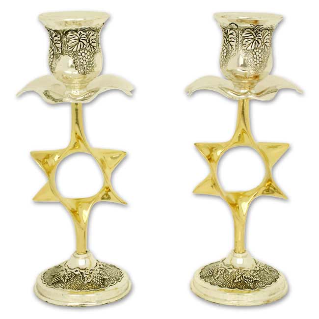 Star of David Shabbat Candlesticks. Beautiful shabbat candlesticks featuring a Star of David