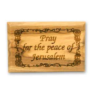 Olivenholz-Magnet Pray for the Peace of Jerusalem 