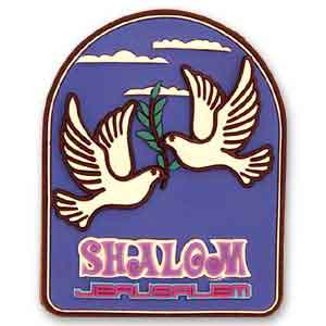 Shalom Jerusalem 3D Magnet with Doves of Peace