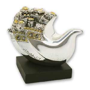 Jerusalem Dove Silver Plated Mini-Figurine