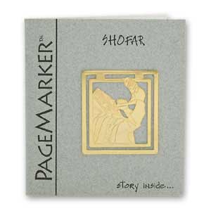 Señalador dorado con dibujo de shofar. 