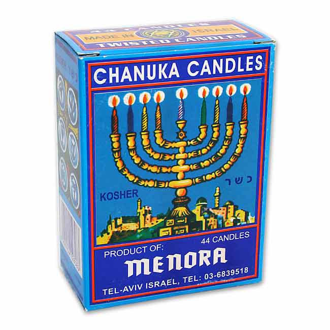 44 Classic Hanukkah Candles. Assorted Colors. Height 4 Inches / 10 cm.