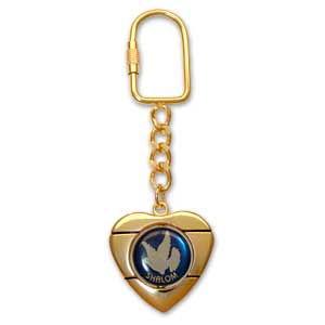 Heart-shaped Keychain with Dove of Peace.
