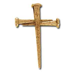 14kt Yellow Gold Cross of Crucifixion Nails Pendant 