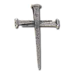 14kt White Gold Cross of Crucifixion Nails Pendant 