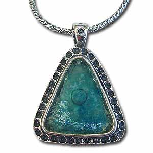 Sterling Silver and Roman Glass Pendant by Michal Kirat