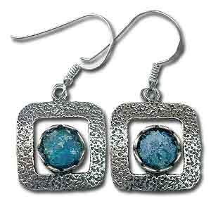 Sterling Silver and Roman Glass Earrings by Michal Kirat