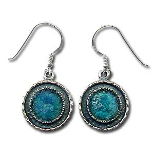 Sterling Silver and Roman Glass Earrings by Michal Kirat