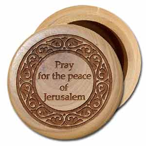 Olive Wood Box Design: Pray for the Peace of Jerusalem