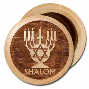 Menorah Round Olive Wood Wooden Box Design