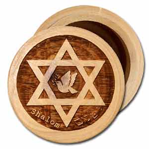 Olive Wood Box Design: Star of David and Dove, Round 