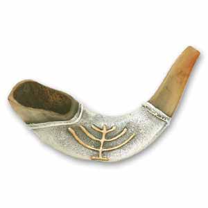 Silver and Gold Plated Ram Horn Shofar