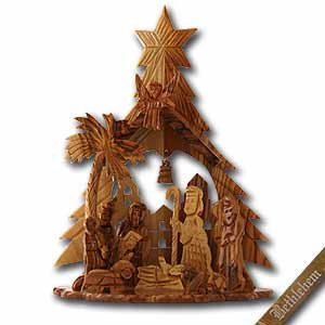 Nativity Christmas Ornaments: Olive Wood Nativity Scene, Large