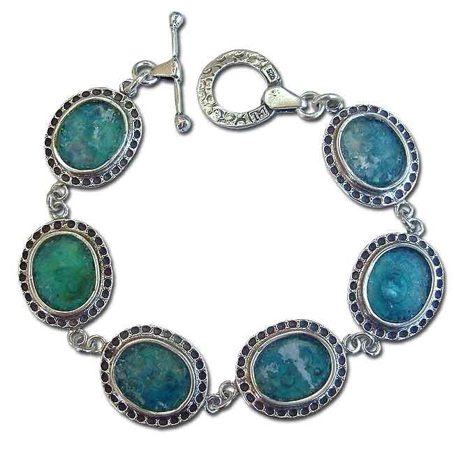 Michal Kirat Jewelry Designer. Silver and Roman Glass Bracelet. Made in ...
